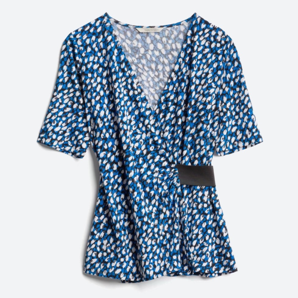 41 Hawthorn Findra Moss Crepe Wrap Knit Blouse from Stitch Fix Size Medium